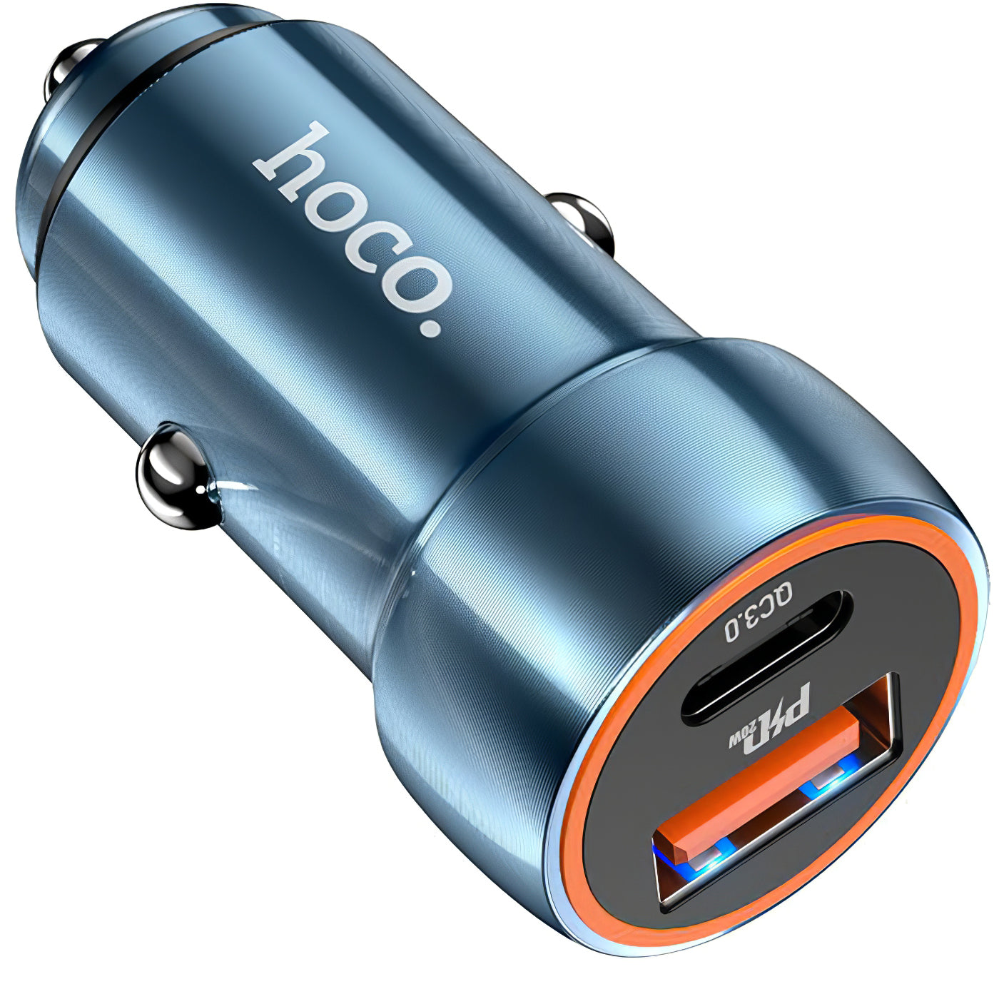 Ładowarka samochodowa HOCO Z46A, 20W, 3A, 1 x USB-A - 1 x USB-C, Niebieska