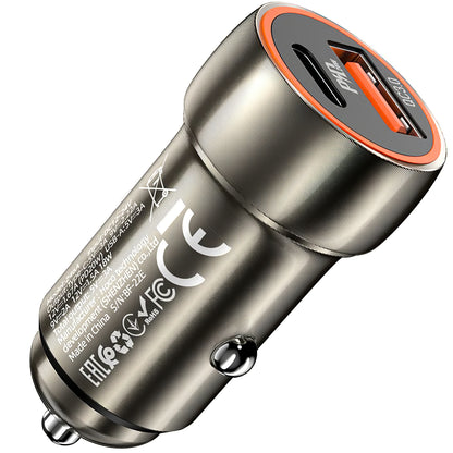 Ładowarka samochodowa HOCO Z46A, 20W, 3A, 1 x USB-A - 1 x USB-C, szara 