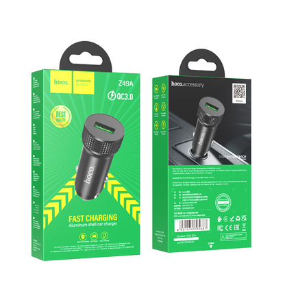 Ładowarka samochodowa HOCO Z49A, 18W, 3A, 1 x USB-A, Czarny