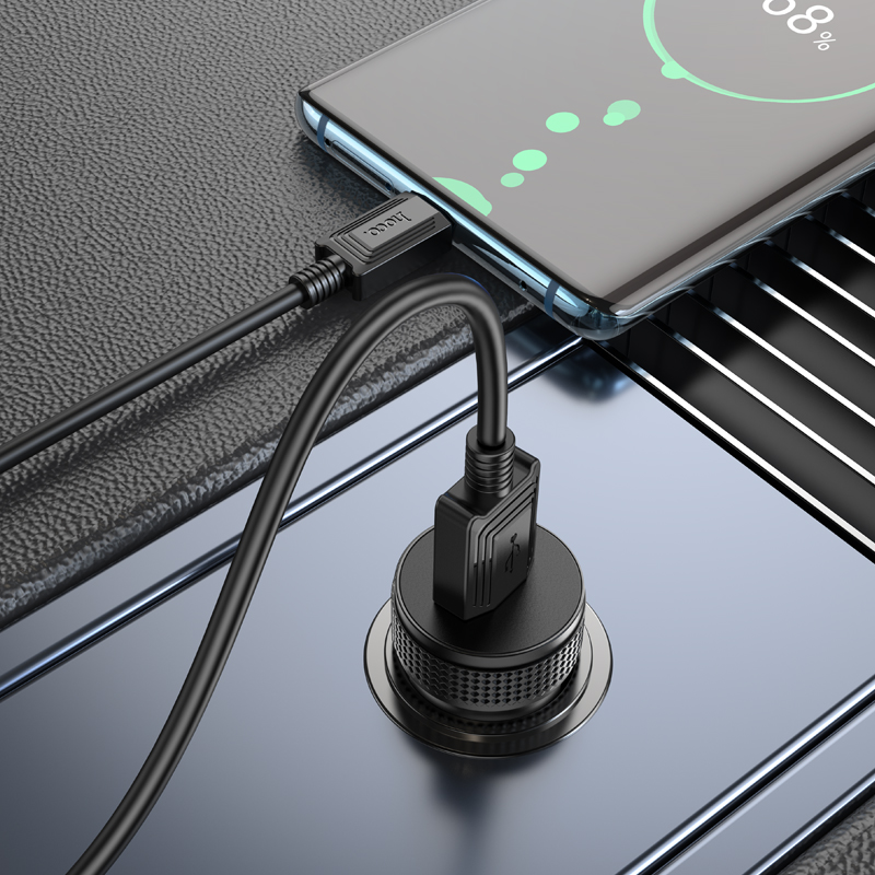 Ładowarka samochodowa HOCO Z49A, 18W, 3A, 1 x USB-A, Czarny