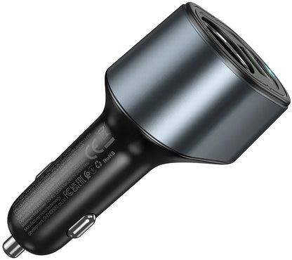 Ładowarka samochodowa HOCO Z56, 35W, 3A, 1 x USB-A - 1 x USB-C - 1 x Przedłużacz zapalniczki, Czarny