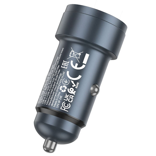 Ładowarka samochodowa HOCO Z57A, 30W, 3A, 1 x USB-A - 1 x USB-C, Szara