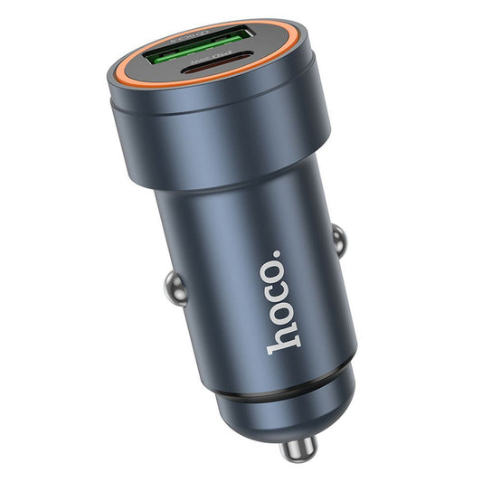 Ładowarka samochodowa HOCO Z57A, 30W, 3A, 1 x USB-A - 1 x USB-C, Szara