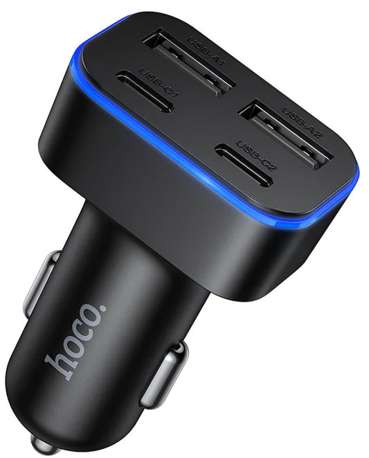 Ładowarka samochodowa HOCO Z63, 42W, 3A, 2 x USB-A - 2 x USB-C, Czarna