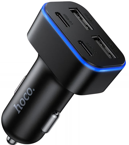 Ładowarka samochodowa HOCO Z63, 42W, 3A, 2 x USB-A - 2 x USB-C, Czarna