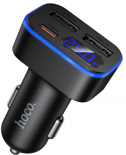 Ładowarka samochodowa HOCO Z63A Display, 42W, 3A, 1 x USB-C - 2 x USB-A, Czarny