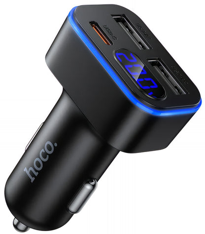 Ładowarka samochodowa HOCO Z63A Display, 42W, 3A, 1 x USB-C - 2 x USB-A, Czarny