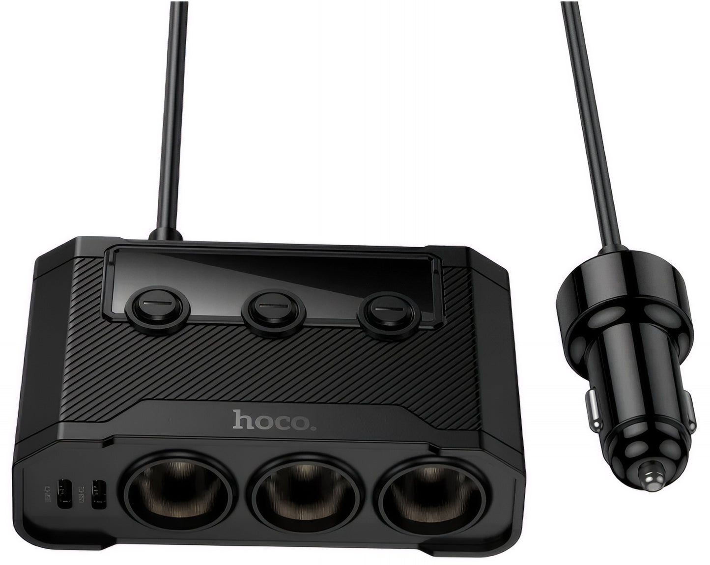 Ładowarka samochodowa HOCO Z64, 15.5W, 3.1A, 2 x USB-A - 2 x USB-C - 3 x Rozszerzenie zapalniczki, Czarny