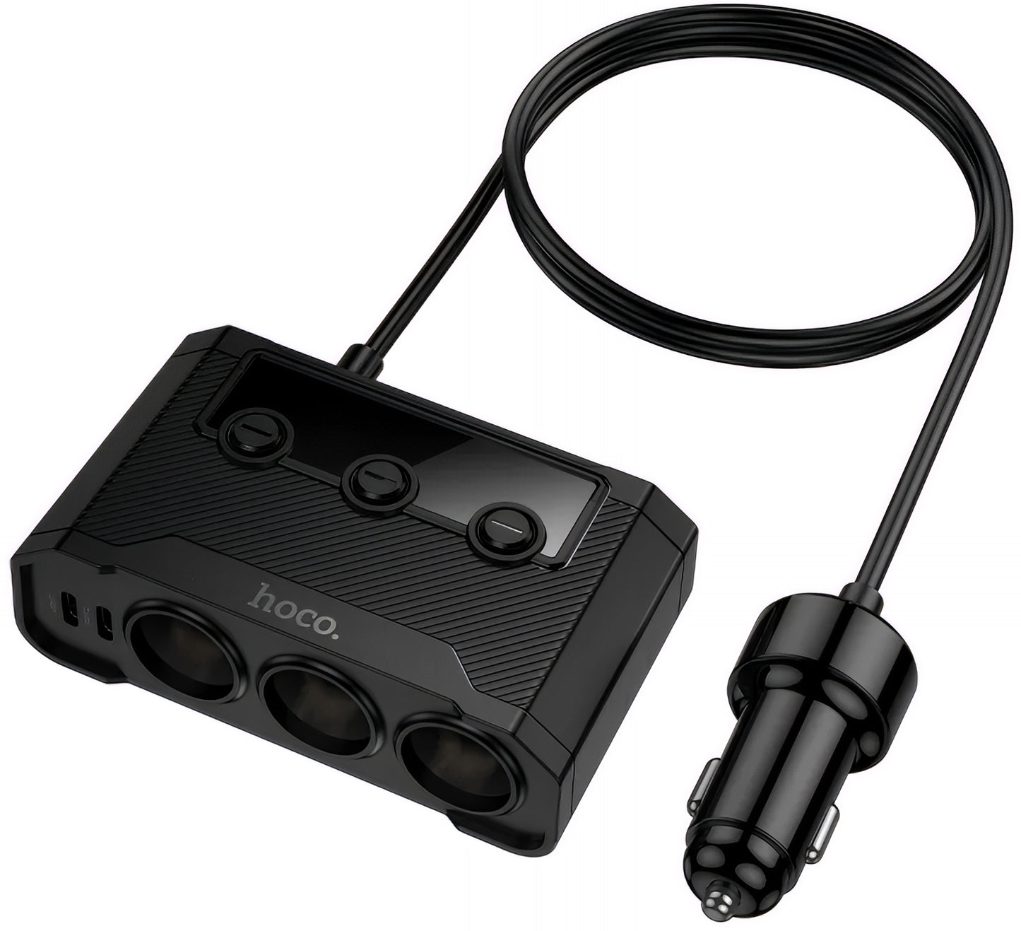Ładowarka samochodowa HOCO Z64, 15.5W, 3.1A, 2 x USB-A - 2 x USB-C - 3 x Rozszerzenie zapalniczki, Czarny