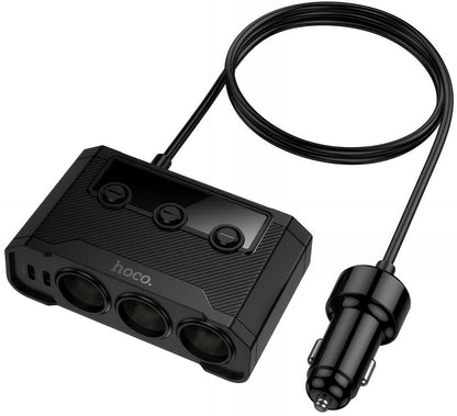 Ładowarka samochodowa HOCO Z64, 15.5W, 3.1A, 2 x USB-A - 2 x USB-C - 3 x Rozszerzenie zapalniczki, Czarny