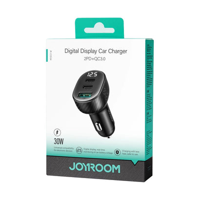Ładowarka samochodowa Joyroom JR-CCD04, 30W, 3A, 1 x USB-A - 2 x USB-C, Czarny