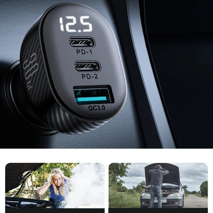 Ładowarka samochodowa Joyroom JR-CCD04, 30W, 3A, 1 x USB-A - 2 x USB-C, Czarny