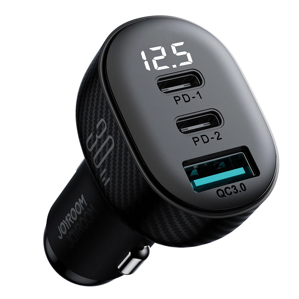 Ładowarka samochodowa Joyroom JR-CCD04, 30W, 3A, 1 x USB-A - 2 x USB-C, Czarny
