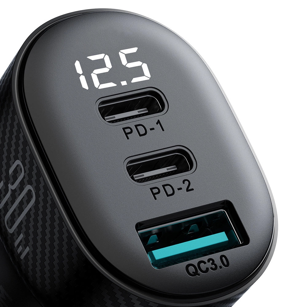 Ładowarka samochodowa Joyroom JR-CCD04, 30W, 3A, 1 x USB-A - 2 x USB-C, Czarny