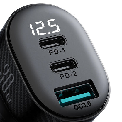 Ładowarka samochodowa Joyroom JR-CCD04, 30W, 3A, 1 x USB-A - 2 x USB-C, Czarny