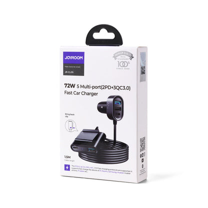 Ładowarka samochodowa Joyroom JR-CL05, 72W, 3A, 2 x USB-C - 3 x USB-A, Czarna