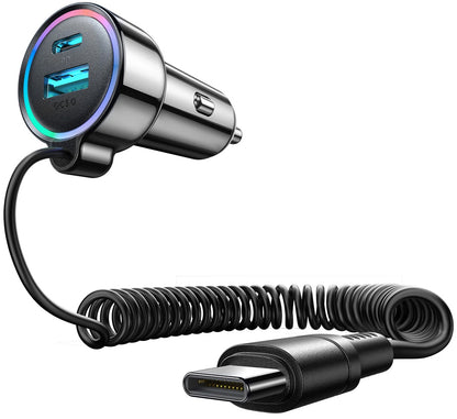 Ładowarka samochodowa z kablem USB-C Joyroom JR-CL07, 72W, 3A, 1 x USB-A - 1 x USB-C, Czarna