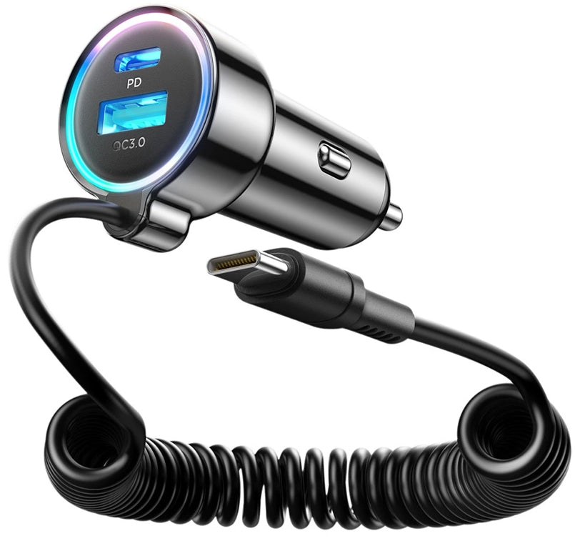 Ładowarka samochodowa z kablem USB-C Joyroom JR-CL07, 72W, 3A, 1 x USB-A - 1 x USB-C, Czarna