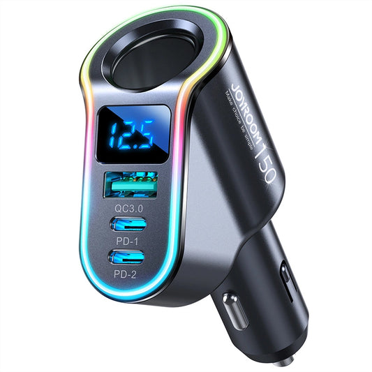 Ładowarka samochodowa Joyroom JR-CL21, 150W, 3A, 1 x Rozszerzenie zapalniczki - 1 x USB-A - 2 x USB-C, Czarny