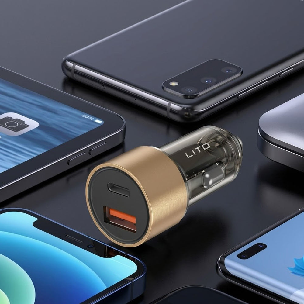 Lito IN-C04 Car Charger, 52W, 3A, 1 x USB-A - 1 x USB-C, Black