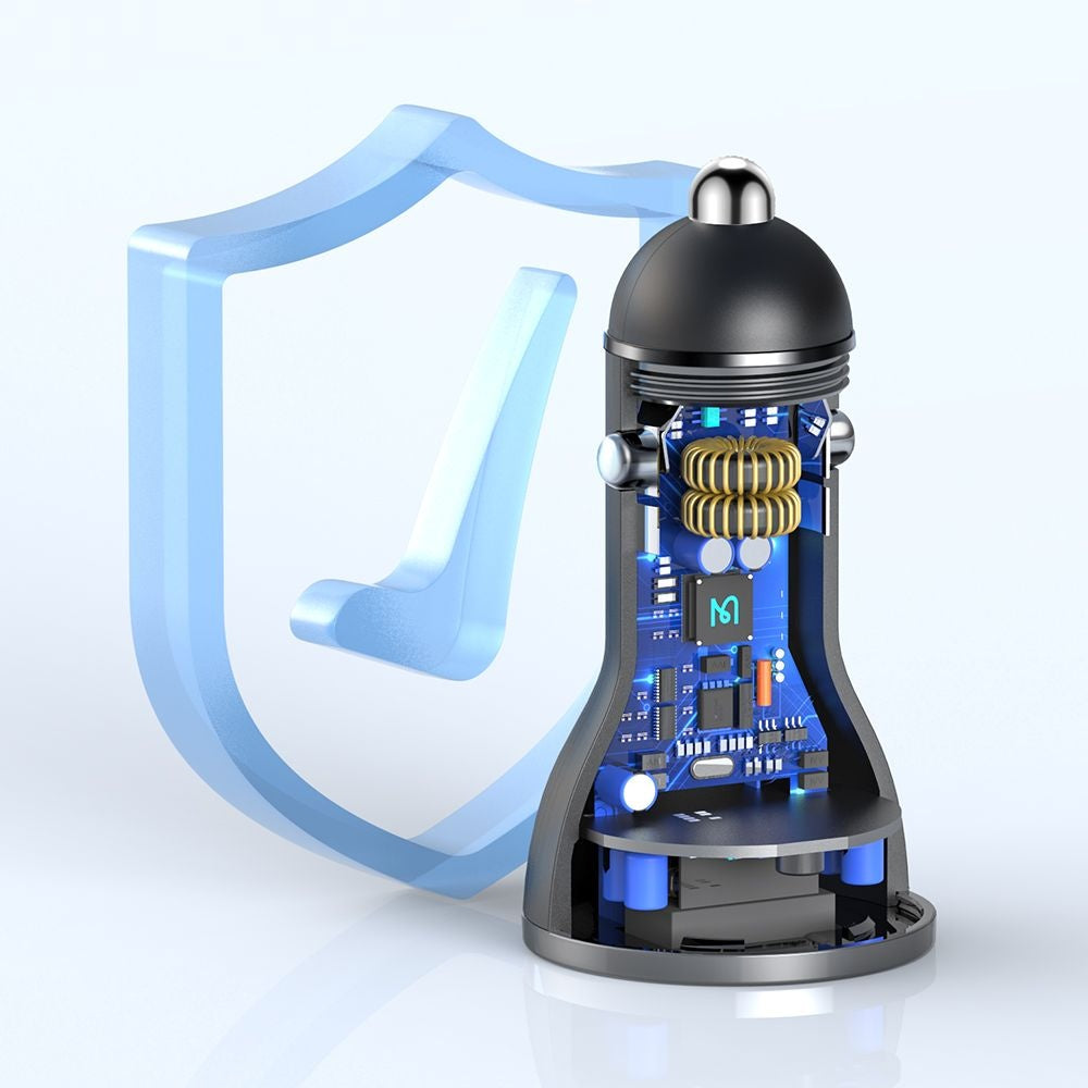 Ładowarka samochodowa McDodo CC-5670 Display, 95W, 5A, 1 x USB-A - 1 x USB-C, Czarny