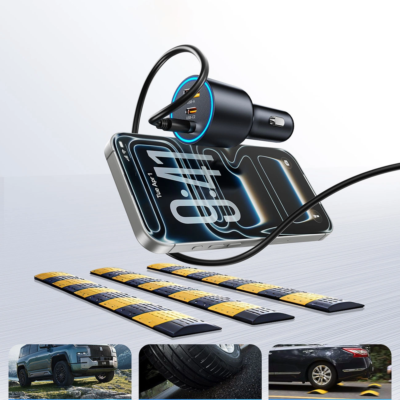 Orico HyperDrive Car Charger, 165W, 5A, 1 x USB-A - 2 x USB-C, Black