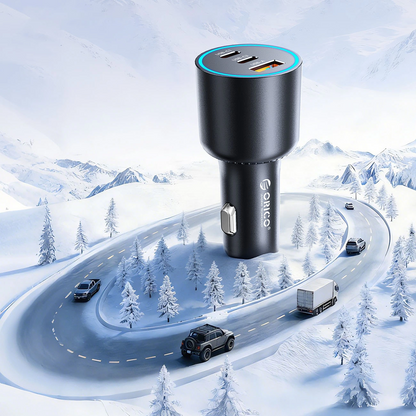 Orico HyperDrive Car Charger, 165W, 5A, 1 x USB-A - 2 x USB-C, Black