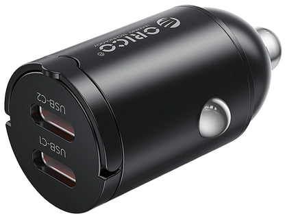 Ładowarka samochodowa Orico MiniRing, 30W, 3A, 2 x USB-C, Czarny