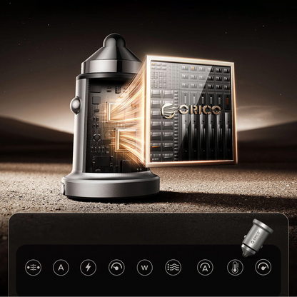 Ładowarka samochodowa Orico MiniRing Pro, 45W, 3A, 1 x USB-A - 1 x USB-C, Srebrny