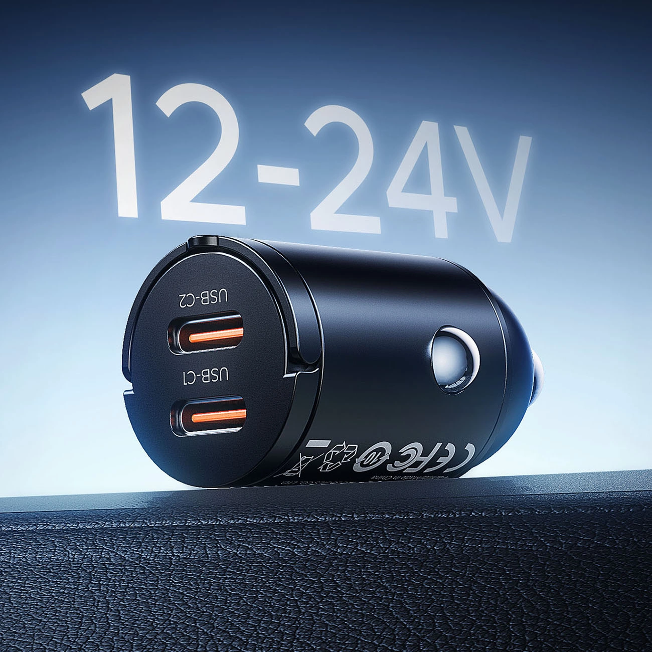 Ładowarka samochodowa Orico MiniRing, 30W, 3A, 2 x USB-C, Czarny