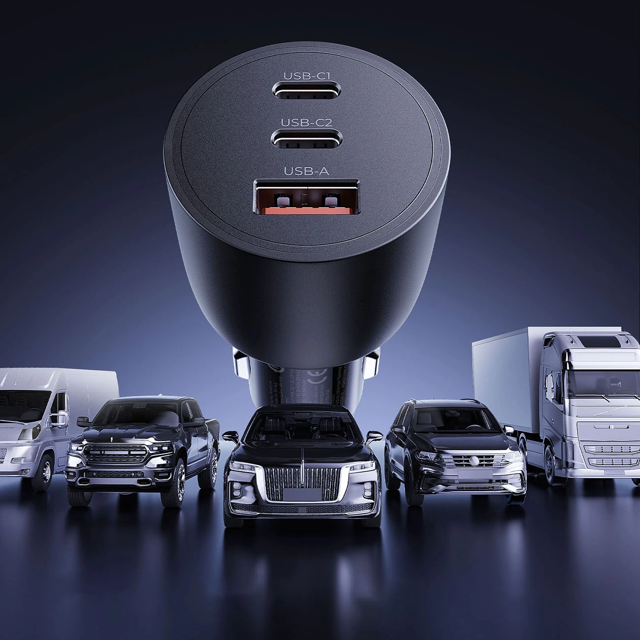 Ładowarka samochodowa Orico PowerLink, 165W, 5A, 1 x USB-A - 2 x USB-C, Czarny
