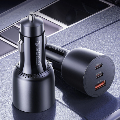 Ładowarka samochodowa Orico PowerLink, 165W, 5A, 1 x USB-A - 2 x USB-C, Czarny