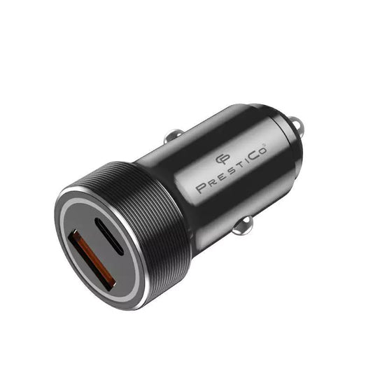 Ładowarka samochodowa Prestico K2A, 20W, 3A, 1 x USB-A - 1 x USB-C, Czarny