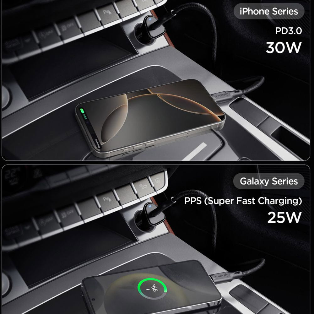 Ładowarka samochodowa Spigen EV301 Essential, 30W, 3A, 1 x USB-C, Czarna