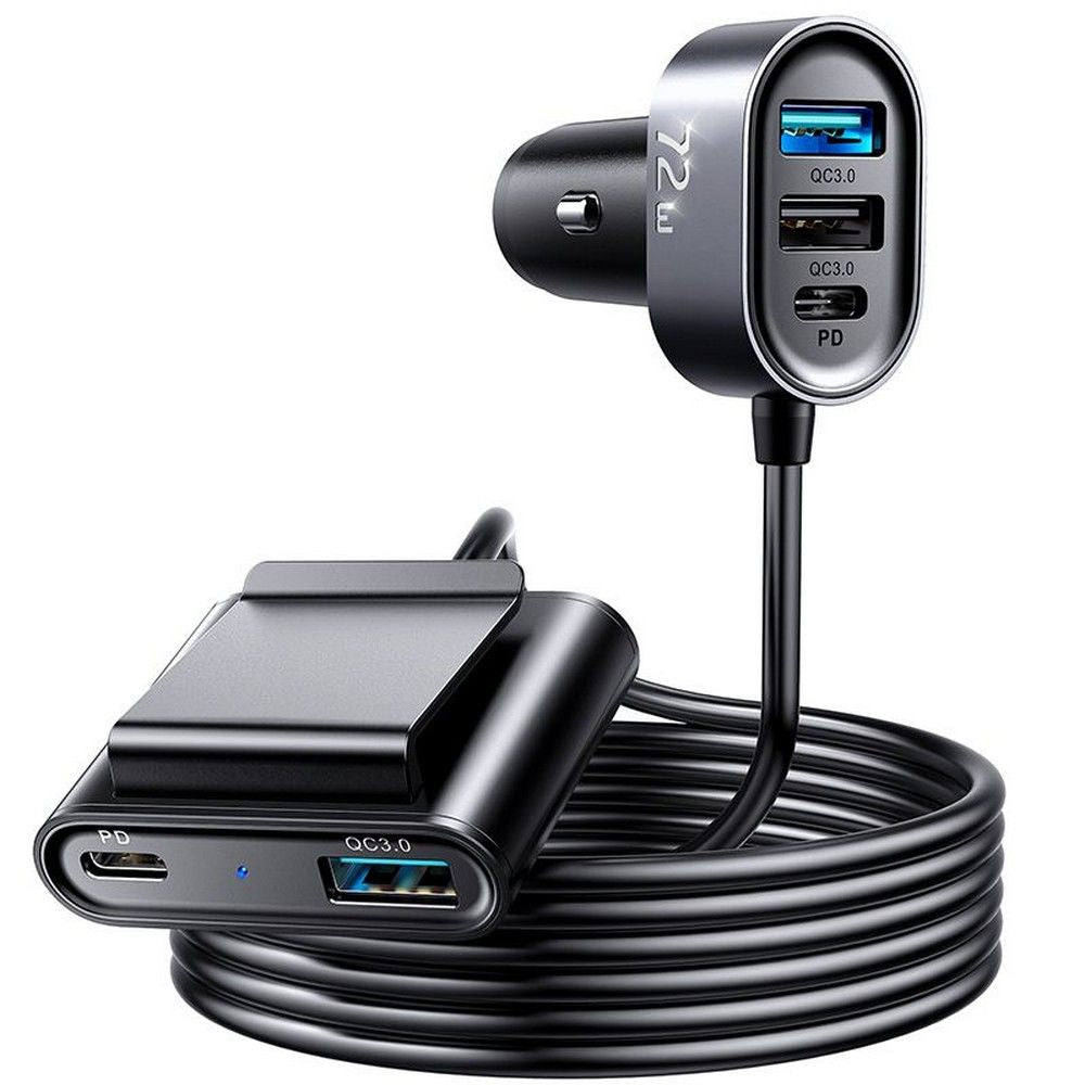 Ładowarka samochodowa Joyroom JR-CL05, 72W, 3A, 2 x USB-C - 3 x USB-A, Czarna