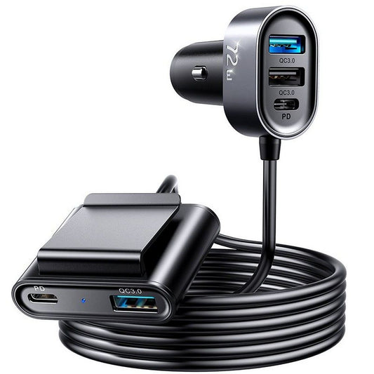 Ładowarka samochodowa Joyroom JR-CL05, 72W, 3A, 2 x USB-C - 3 x USB-A, Czarna