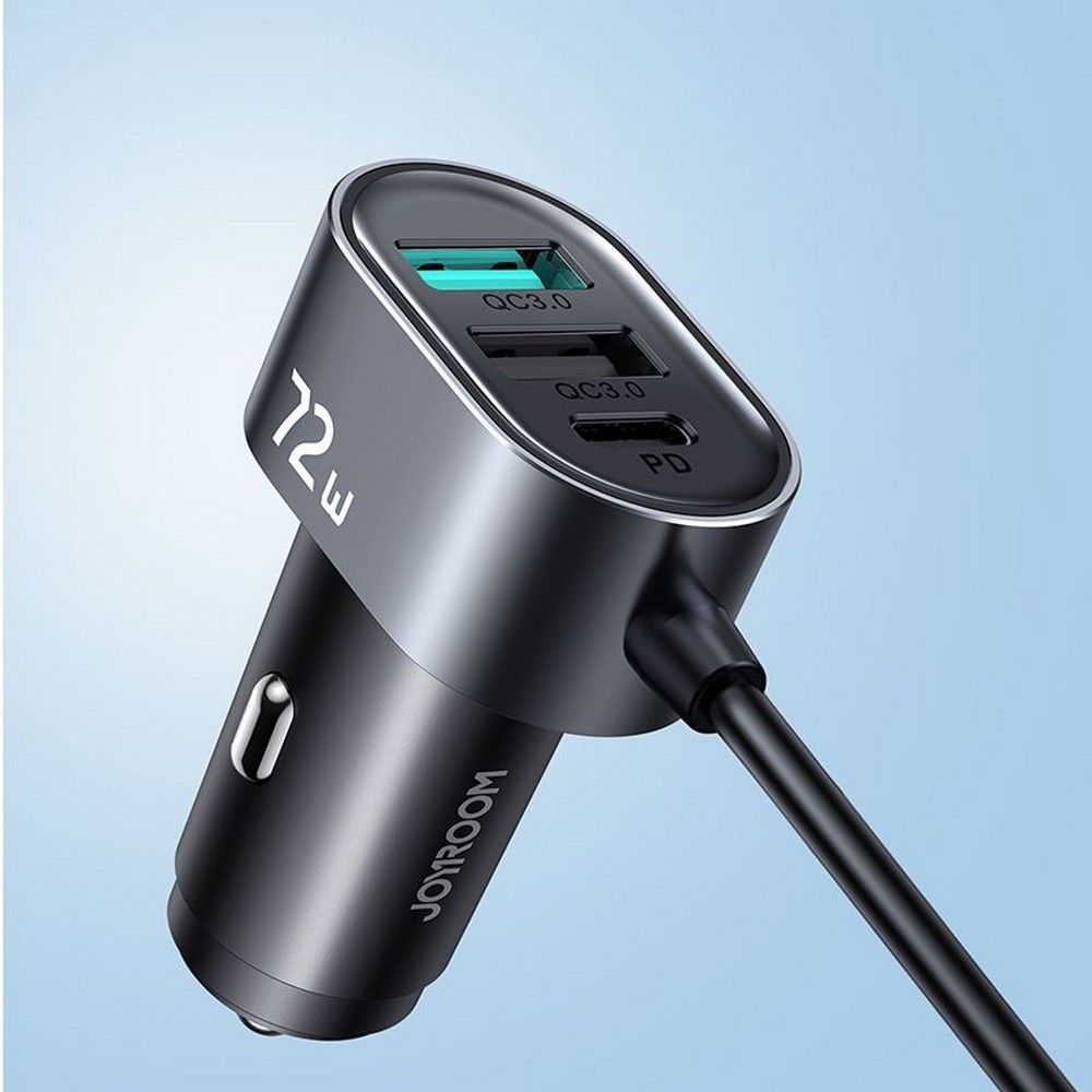 Ładowarka samochodowa Joyroom JR-CL05, 72W, 3A, 2 x USB-C - 3 x USB-A, Czarna