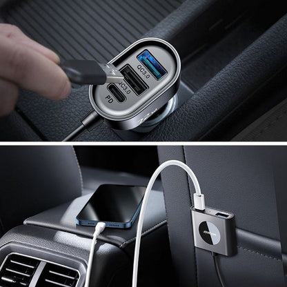 Ładowarka samochodowa Joyroom JR-CL05, 72W, 3A, 2 x USB-C - 3 x USB-A, Czarna