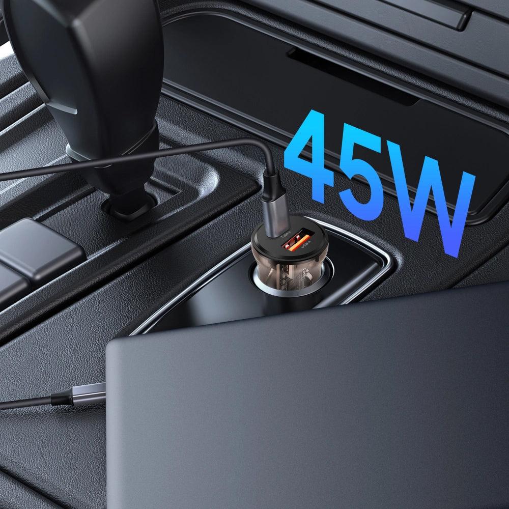 Ładowarka samochodowa Tech-Protect CC01, 45W, 5A, 1 x USB-A - 1 x USB-C, Czarny