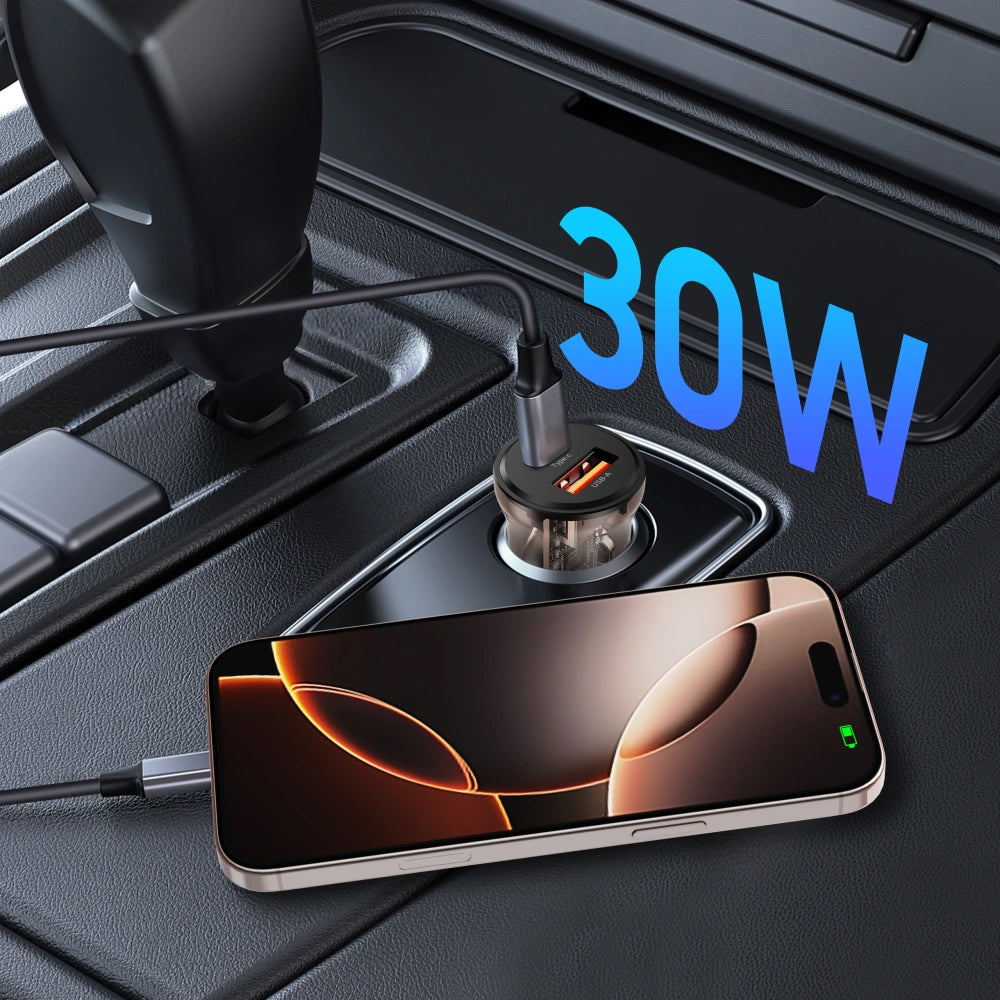 Ładowarka samochodowa Tech-Protect CC01, 30W, 3A, 1 x USB-A - 1 x USB-C, Czarny