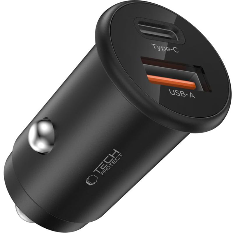 Ładowarka samochodowa Tech-Protect CC02, 35W, 3A, 1 x USB-A - 1 x USB-C, Czarna