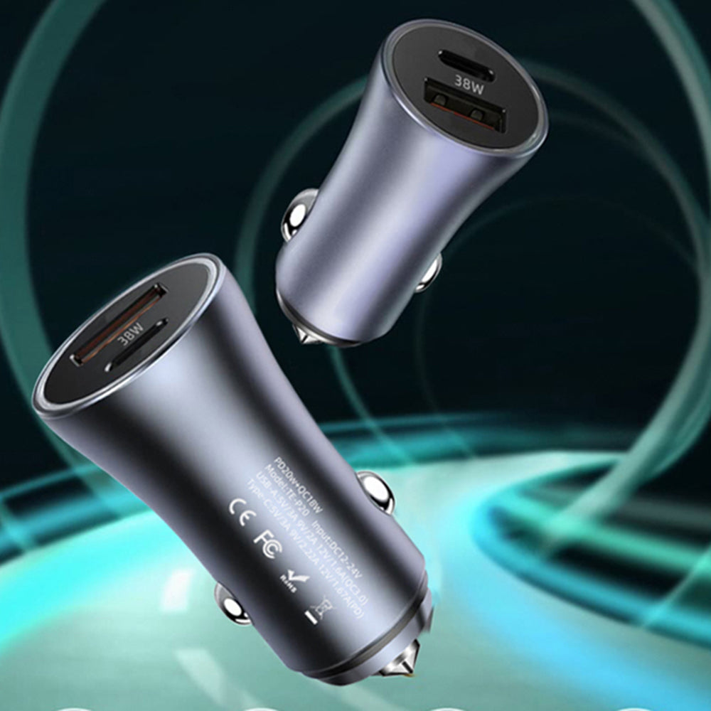 Ładowarka samochodowa Techsuit C3 RescueVolt, 48W, 3A, 1 x USB-A - 1 x USB-C, Szara