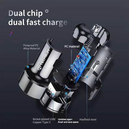 Ładowarka samochodowa Techsuit TE-P31 Premium, 48W, 3A, 1 x USB-A - 1 x USB-C, Czarna