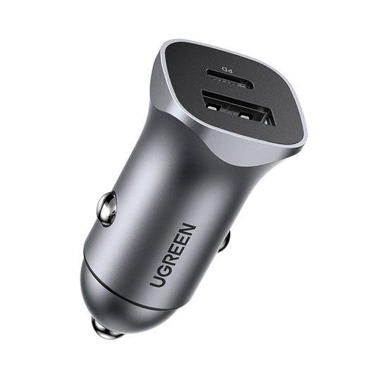 Ładowarka samochodowa UGREEN CD130, 24W, 3A, 1 x USB-A - 1 x USB-C, Szara