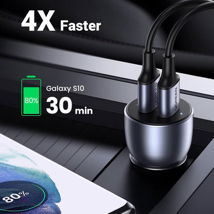 Ładowarka samochodowa UGREEN CD213, 36W, 3A, 2 x USB-A, szara 