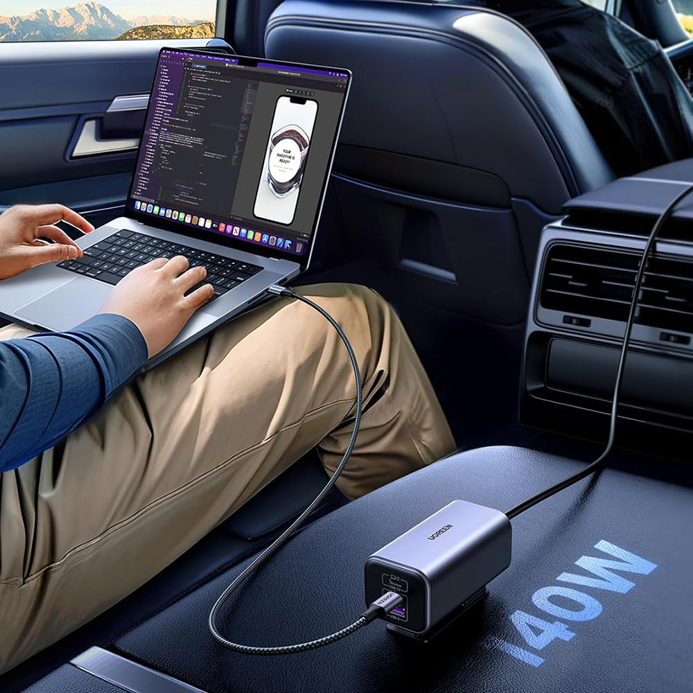 Ładowarka samochodowa UGREEN EC706, 150W, 5A, 1 x USB-A - 3 x USB-C, Czarna
