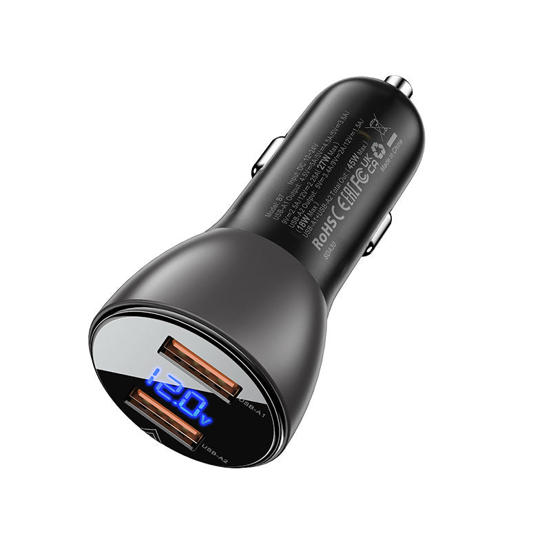 Ładowarka samochodowa Acefast B7, 45 W, 4,5 A, 2 x USB-A, czarna