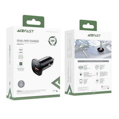 Ładowarka samochodowa Acefast B1, 38W, 3A, 1 x USB-A - 1 x USB-C, Czarna