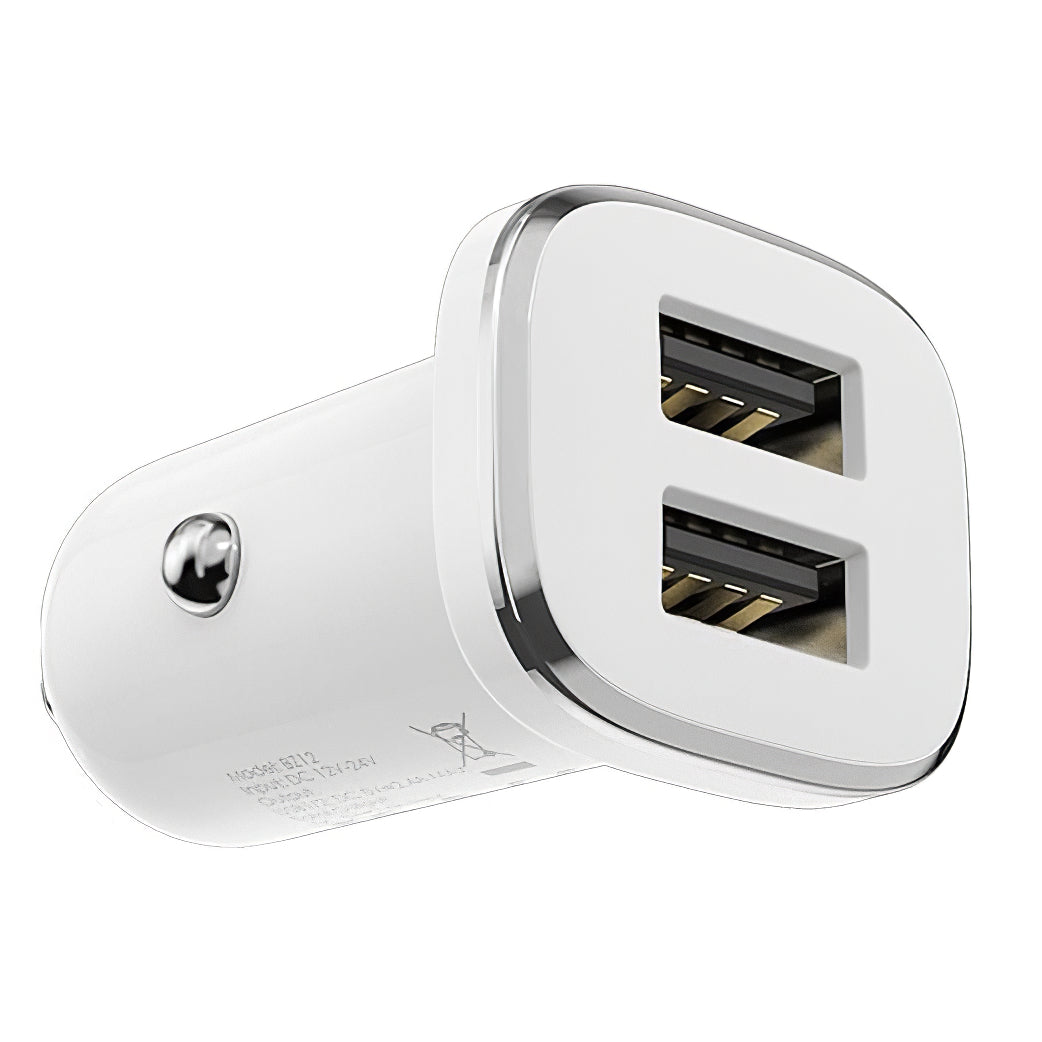 Ładowarka samochodowa Borofone BZ12, 12W, 2.4A, 2 x USB-A, biała