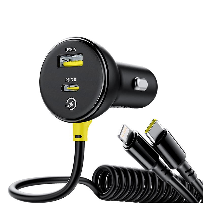 Ładowarka samochodowa z kablem USB-C / Lightning Baseus Circular, 60W, 3A, 1 x USB-A - 1 x USB-C, Czarna C00035902121-00